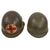 Original U.S. WWII McCord Front Seam Swivel Bale Helmet with Replicated Medic 327th Glider Infantry Airborne Markings & CAPAC Liner Original Items
