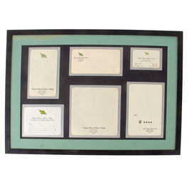 Original Panamanian Manuel Noriega Official Stationery Display from La Comandancia, Panama Defense Forces Headquarters - Six Pieces - No Glass - 21¼ x 30 Inches