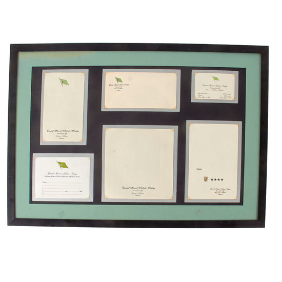 Original Panamanian Manuel Noriega Official Stationery Display from La Comandancia, Panama Defense Forces Headquarters - Six Pieces - No Glass - 21¼ x 30 Inches Original Items