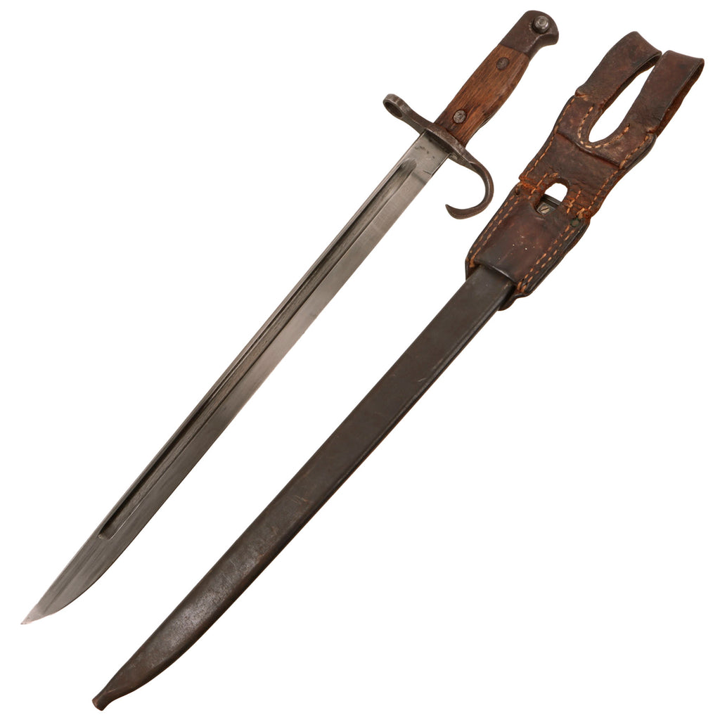 Original Japanese WWII Early Arisaka Type 30 Hooked Quillon Bayonet by Kokura Arsenal with Scabbard & Frog Original Items
