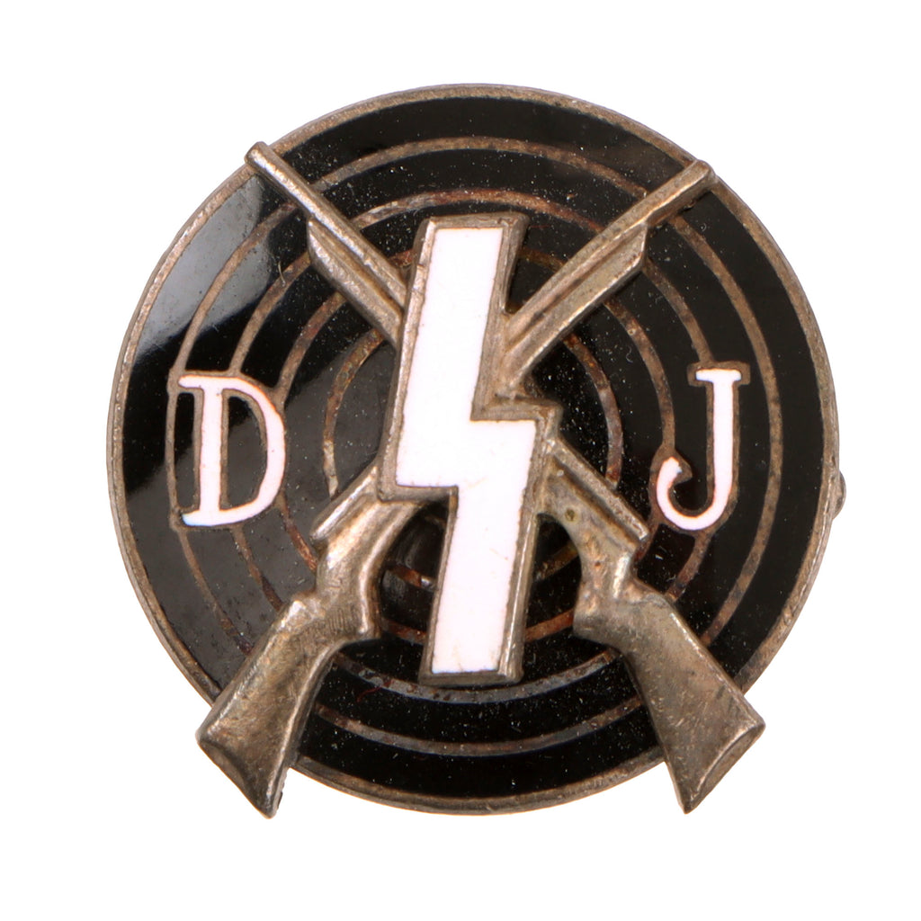 Original German WWII Deutsches Jungvolk DJ Shooting Award Badge by Deschler & Sohn, RZM M1/52 Original Items