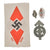 Original German 1930s-WWII HJ Proficiency Badge, Miniature, 1934 Porcelain Event Pin & RZM Cloth Sports Insignia Lot