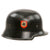 Original German WWII Ordnungspolizei Civic Police Double Decal M34 Square Dip Steel Helmet by Eisenhüttenwerke Thale