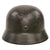 Original German WWII Heer Army Single Decal M35 Apple Green Steel Helmet with 1939 Dated 58cm Liner and Broken Chinstrap, Stamped SE66 Original Items