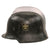 Original German WWII M34 Square Dip Aluminum Double Decal Fire Police Helmet with Liner and Chinstrap - Feuerwehr Helmet Original Items
