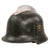 Original German WWII M34 Square Dip Aluminum Double Decal Fire Police Helmet with Liner and Chinstrap - Feuerwehr Helmet Original Items