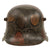 Original German WWI M16 Stahlhelm Helmet with Rare Concentric Circle Red, Brown, Green and Black Camouflage Paint, M17 Liner and Stamped BF64 Original Items