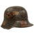 Original German WWI M16 Stahlhelm Helmet with Rare Concentric Circle Red, Brown, Green and Black Camouflage Paint, M17 Liner and Stamped BF64 Original Items