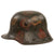 Original German WWI M16 Stahlhelm Helmet with Rare Concentric Circle Red, Brown, Green and Black Camouflage Paint, M17 Liner and Stamped BF64 Original Items