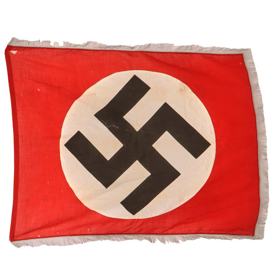 Original German WWII SA or NSDAP Fringed Political Storm Flag, Unmarked, 45" x 54" Original Items