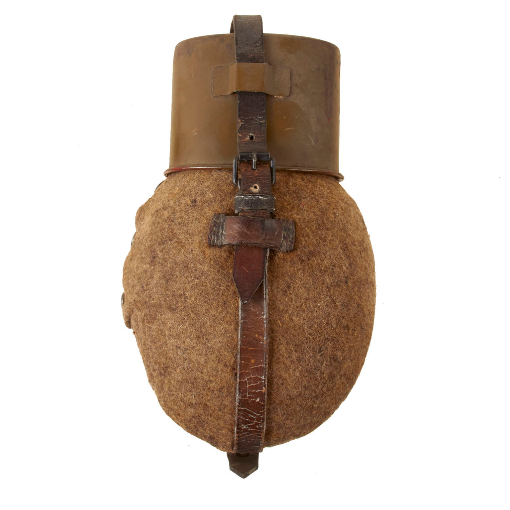 Original German WWII 1943 M31 Field Canteen with CFL 43 Steel Cup, Felt Cover & Leather Harness