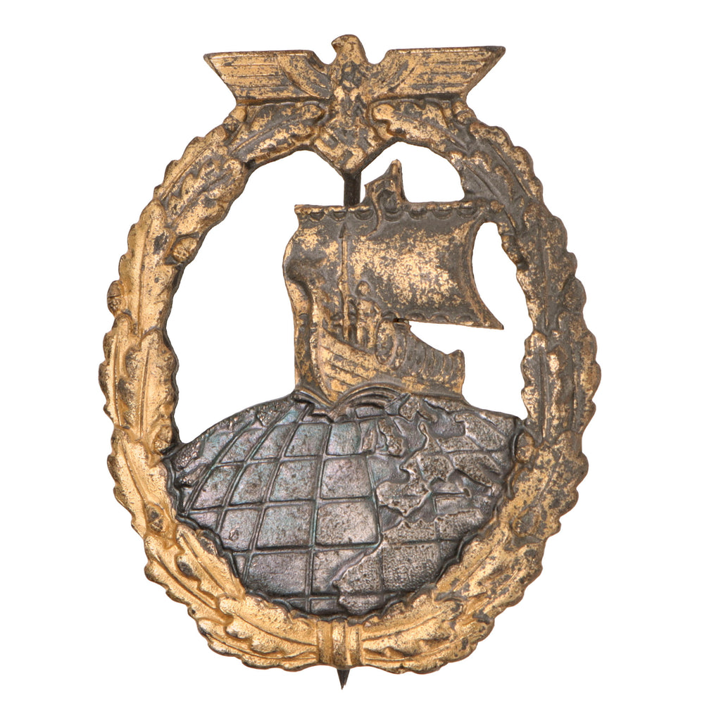Original German WWII Kriegsmarine Navy Auxiliary Cruiser War Badge by Rudolf Souval of Vienna Original Items