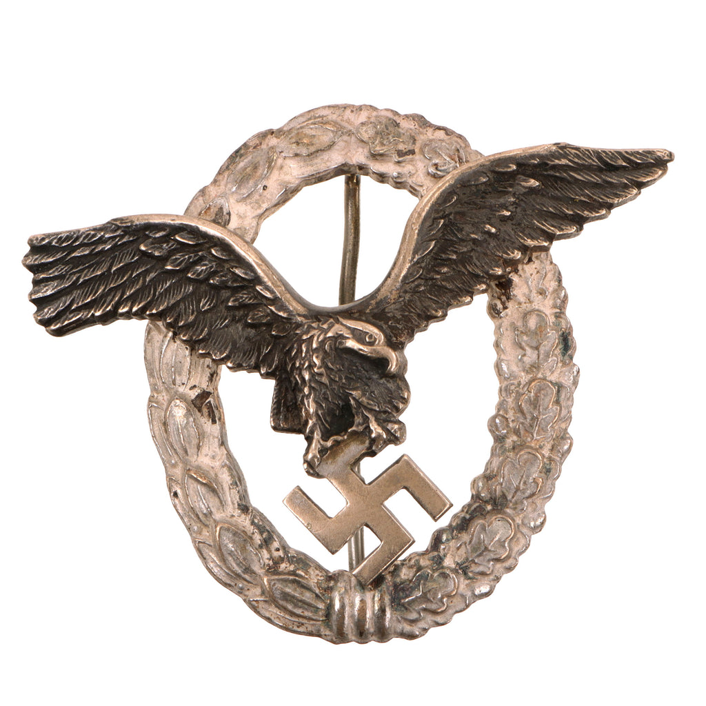 Original German WWII Early Tombak Luftwaffe Pilot Badge by Brüder Schneider Wien - Flugzeugführerabzeichen Original Items