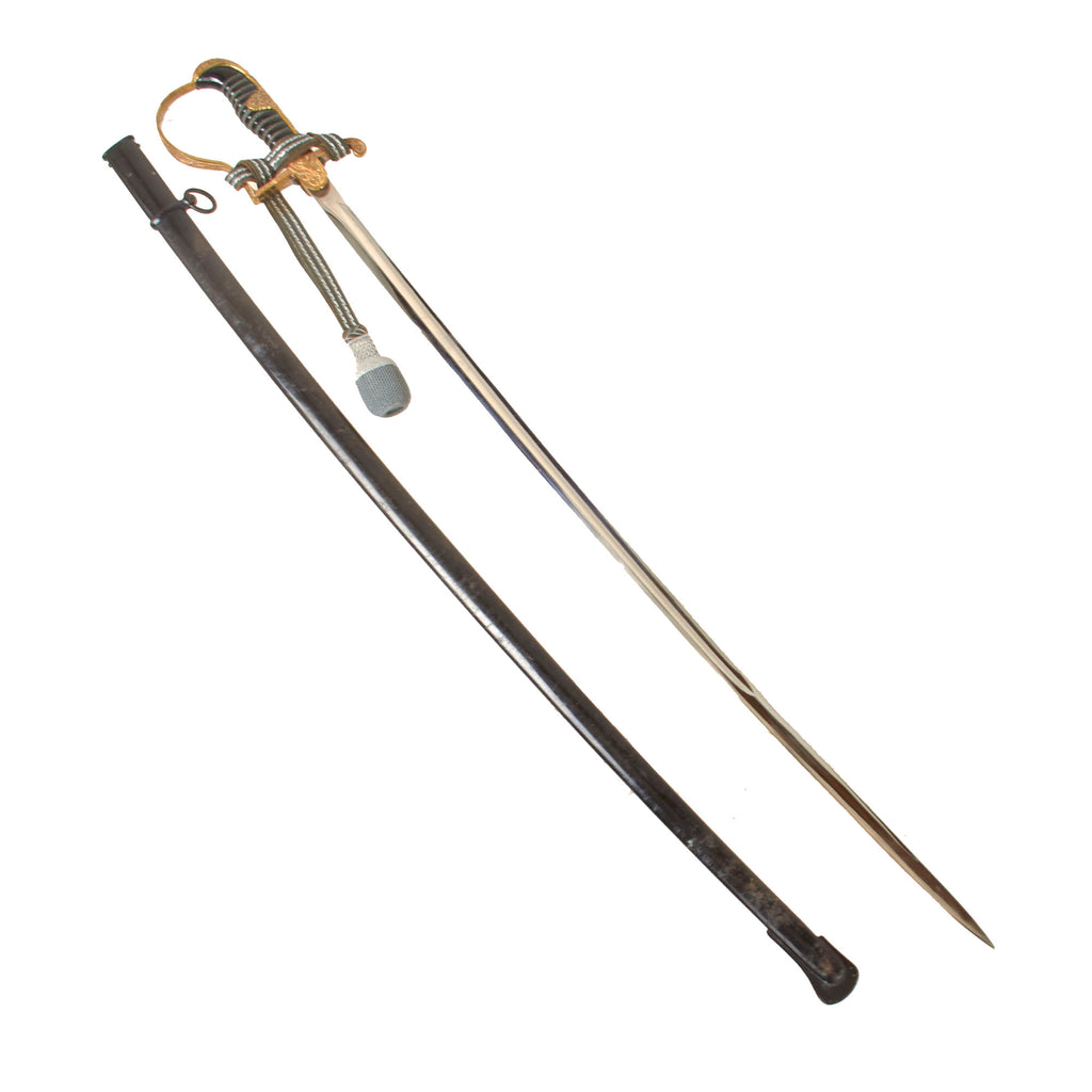 Original German WWII Heer Army Officer Dove Head Sword by F. W. Höller of Solingen with Scabbard and Troddel Knot