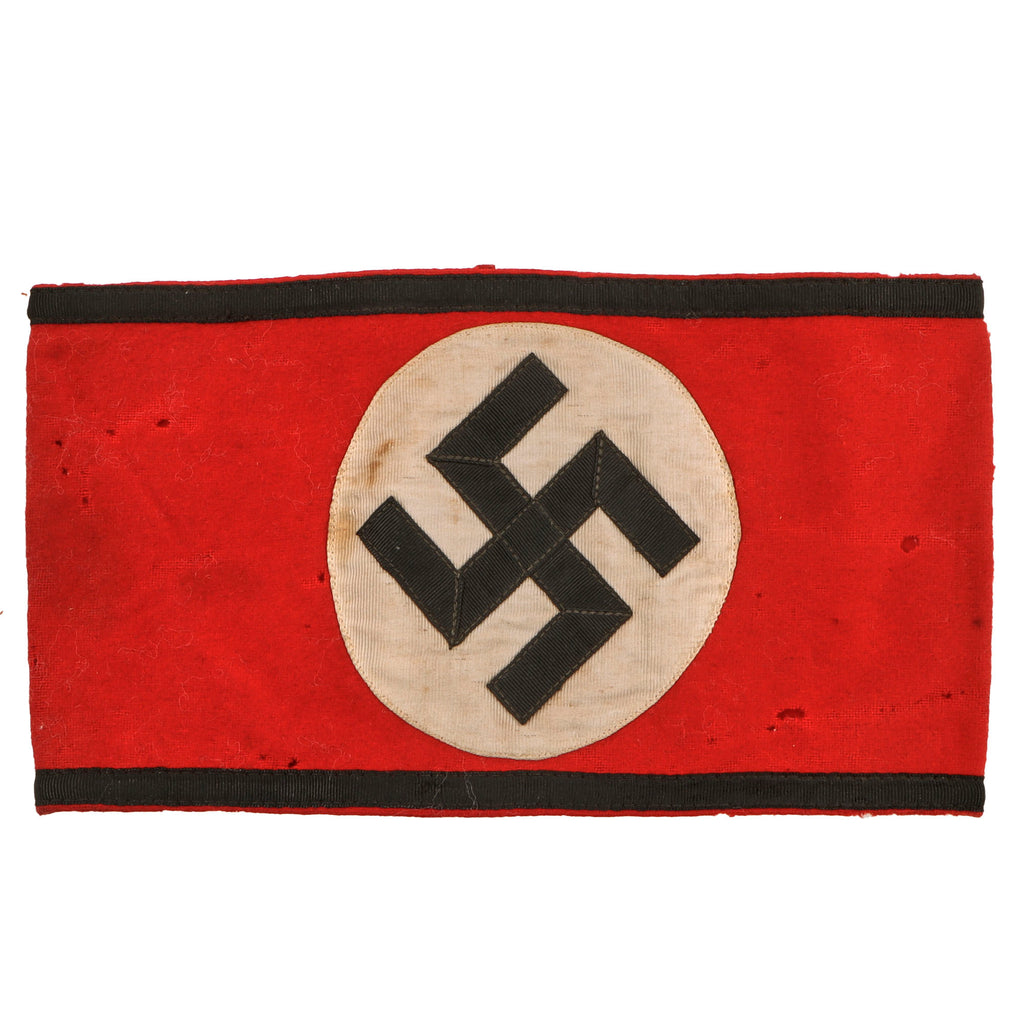 Original German WWII SS Member's Wool & Rayon Multi-Piece Armband with Paper SS RZM Tag Original Items
