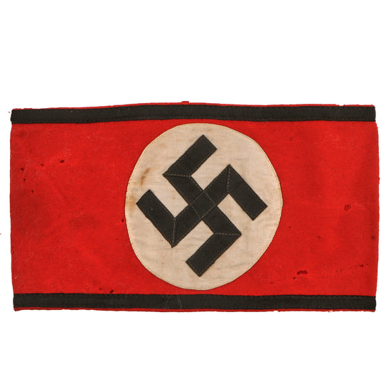 Original German WWII SS Member's Wool & Rayon Multi-Piece Armband with Paper SS RZM Tag Original Items