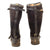 Original German WWII Luftwaffe Mismatches Pair of Fleece-Lined Leather Pilot Flying Boots with Tearing