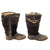 Original German WWII Luftwaffe Mismatches Pair of Fleece-Lined Leather Pilot Flying Boots with Tearing