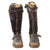 Original German WWII Luftwaffe Mismatches Pair of Fleece-Lined Leather Pilot Flying Boots with Tearing