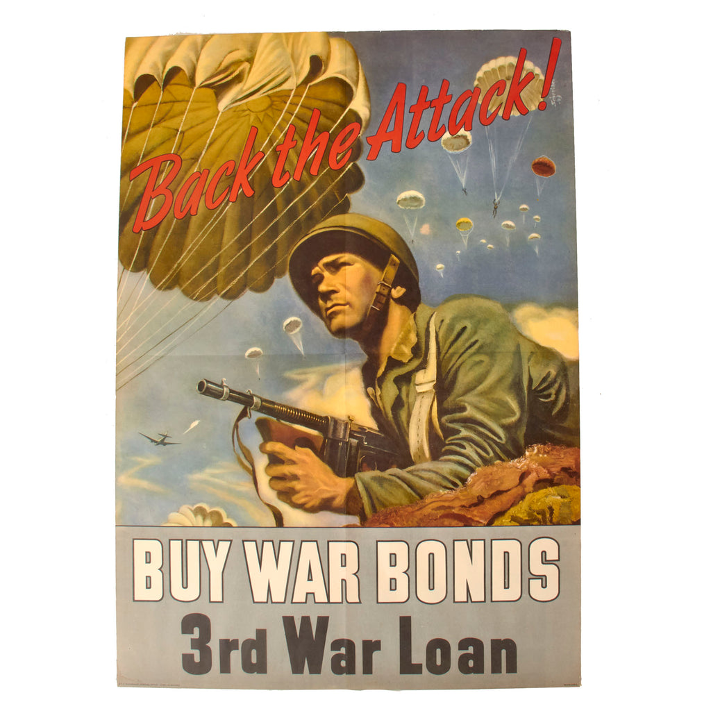 Original U.S. WWII 3rd War Loan Propaganda Poster - Back the Attack! Buy War Bonds - 20 x 28”
