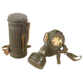 Original German WWII M38 Size 2 Gas Mask with Fe37 Filter by J. Roeckle of Munich - Dated 1940
