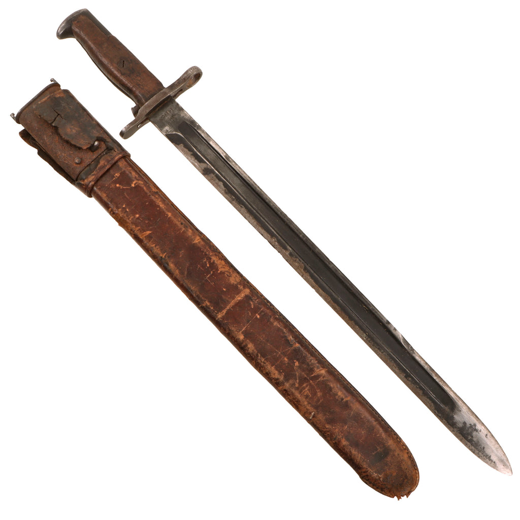 Original U.S. WWI M1905 Springfield 16-inch Rifle Bayonet by S.A. with Broken M1906 Scabbard by R.I.A. - Dated 1906 Original Items