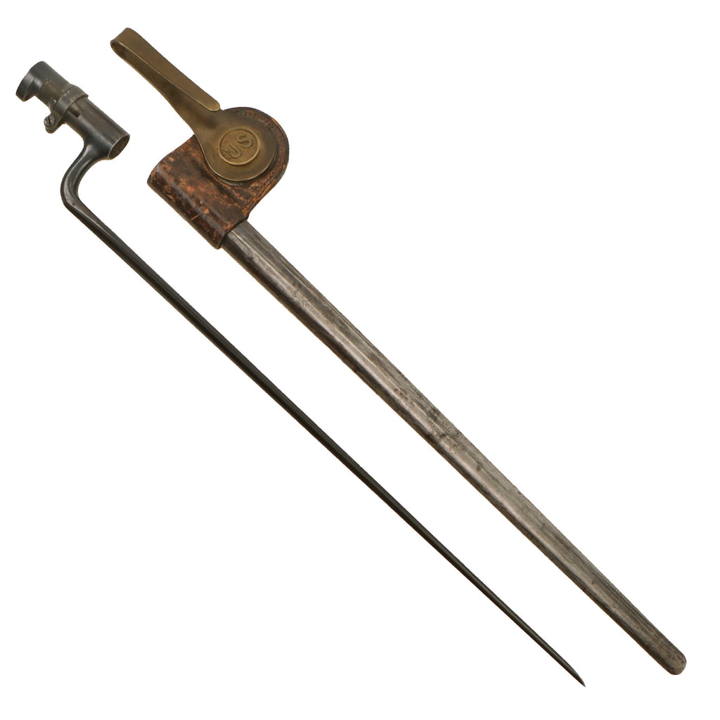 Original U.S. Springfield Trapdoor M1873 Rifle Socket Bayonet with U.S. Scabbard & M1887 Hanger Original Items