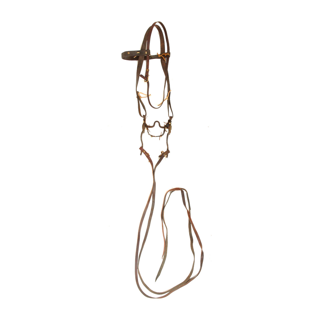 Original U.S. WWI Cavalry M1904 Bridle Horsebit with Leather Straps in Correct Configuration.