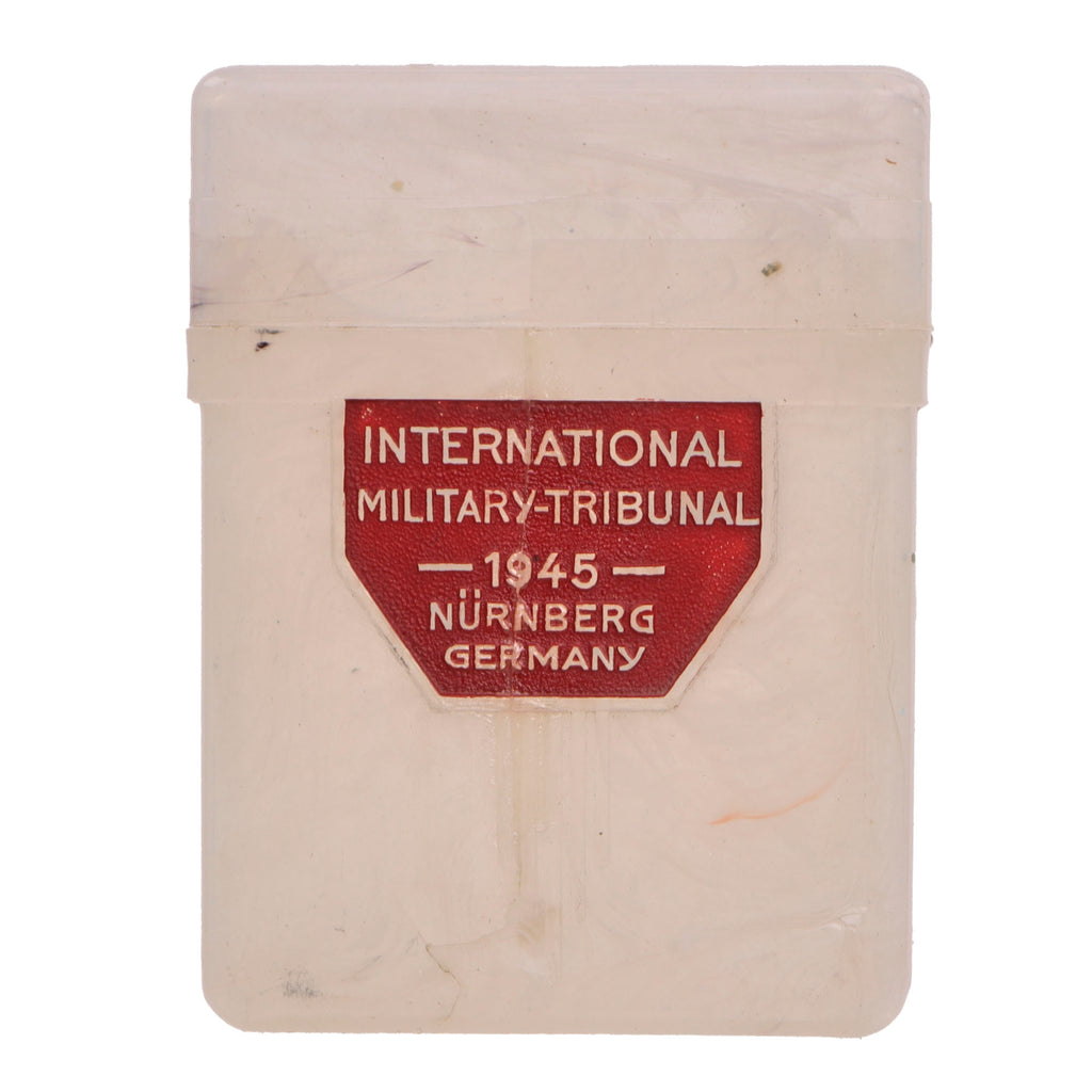 Original U.S. WWII International Military Tribunal 1945 Plastic Cigarette Case Marked Nürnberg Germany - Cracked Original Items