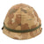 Original U.S. Vietnam War Era M1 Helmet with 1969 Mitchell Camouflage Cover Worn Brown-Side-Out, Elastic Band & Postwar Liner Original Items
