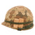 Original U.S. Vietnam War Era M1 Helmet with 1969 Mitchell Camouflage Cover Worn Brown-Side-Out, Elastic Band & Postwar Liner Original Items