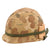 Original U.S. Vietnam War Era M1 Helmet with 1969 Mitchell Camouflage Cover Worn Brown-Side-Out, Elastic Band & Postwar Liner Original Items