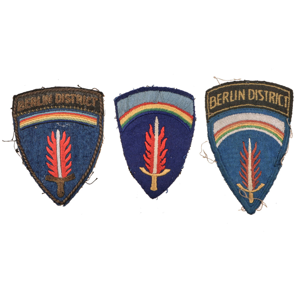 Original U.S. WWII Supreme Headquarters Allied Expeditionary Force & Berlin District German Made Bullion Patch Lot - Three Total