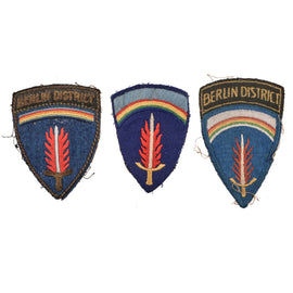 Original U.S. WWII Supreme Headquarters Allied Expeditionary Force & Berlin District German Made Bullion Patch Lot - Three Total
