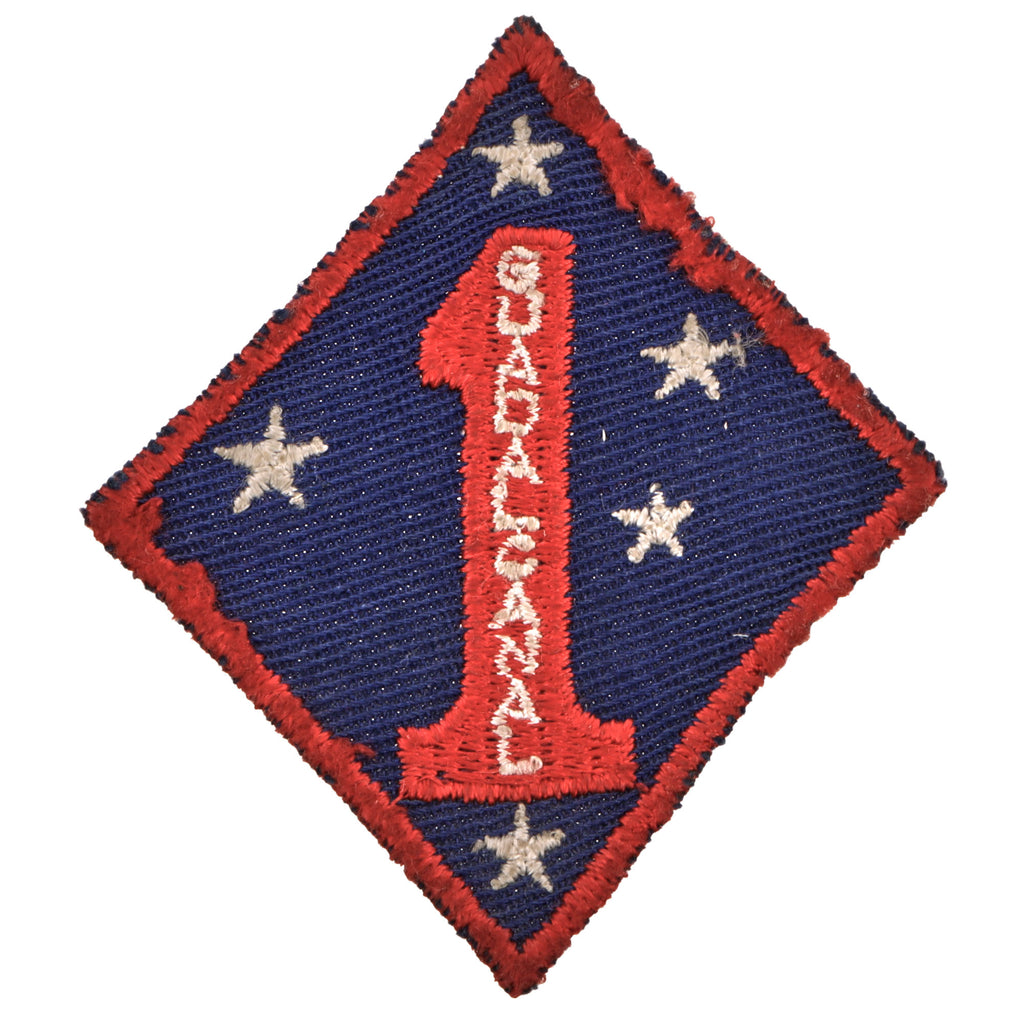 Original U.S. WWII USMC 1st Marine Division Australian-Made “Bloodied” Shoulder Patch Original Items