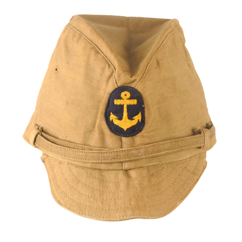 Original WWII Japanese Special Naval Landing Forces Cotton Forage Cap Dated 1944 - SNLF Original Items
