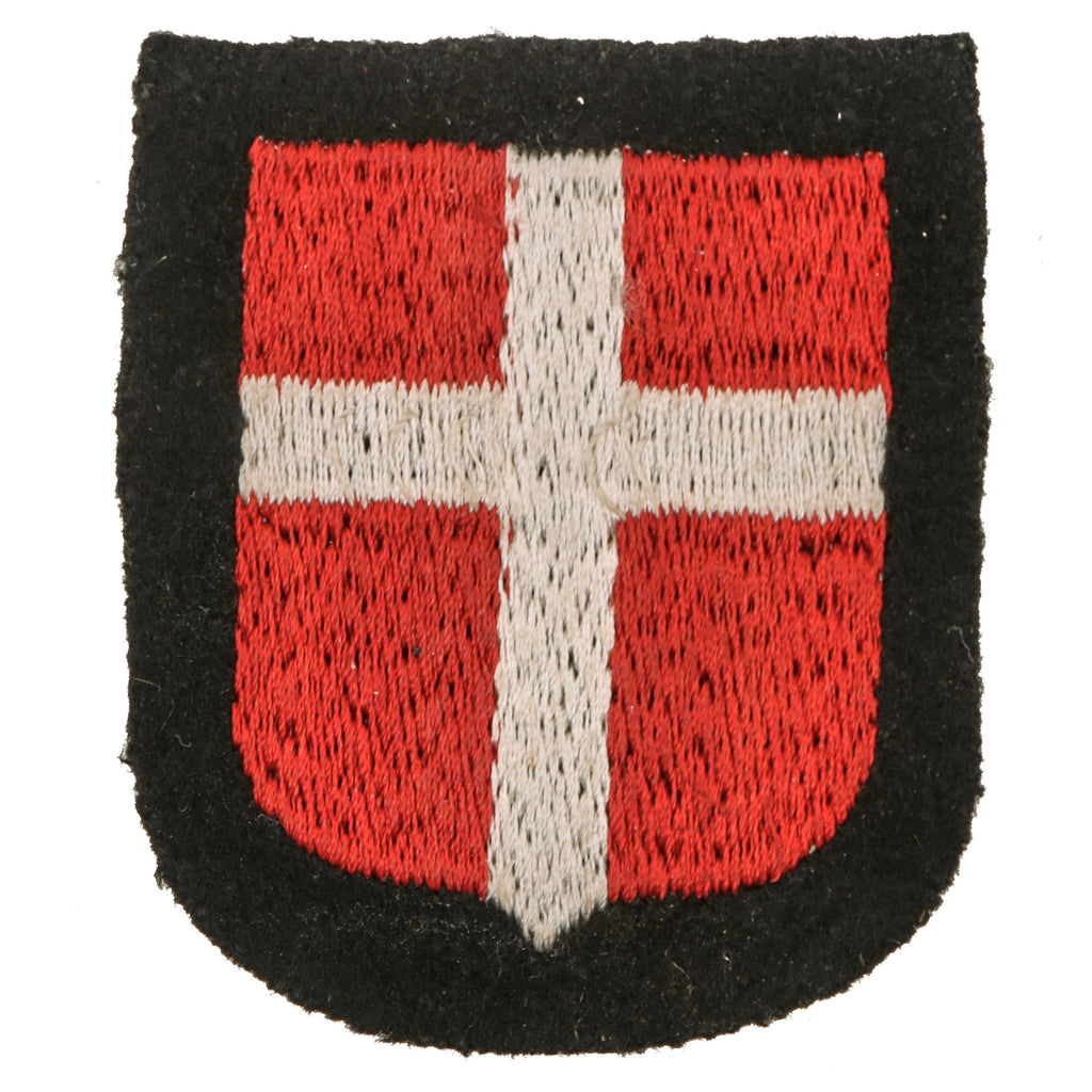 Original German WWII Waffen-SS Danish Volunteer Sleeve Shield - Dachau Depot Type Original Items