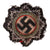 Original German WWII Heer Panzer German Cross in Gold 1941 Embroidered Cloth Badge in Black, Uniform Cutoff