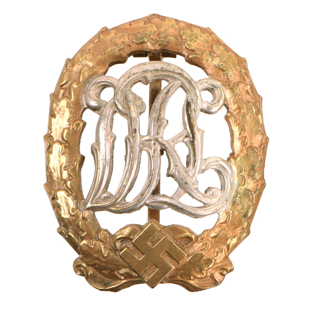 Original German WWII DRL Versehrtensportabzeichen Sports Badge for War-Disabled by Wernstein Jena - Silver with Gold Wreath Original Items