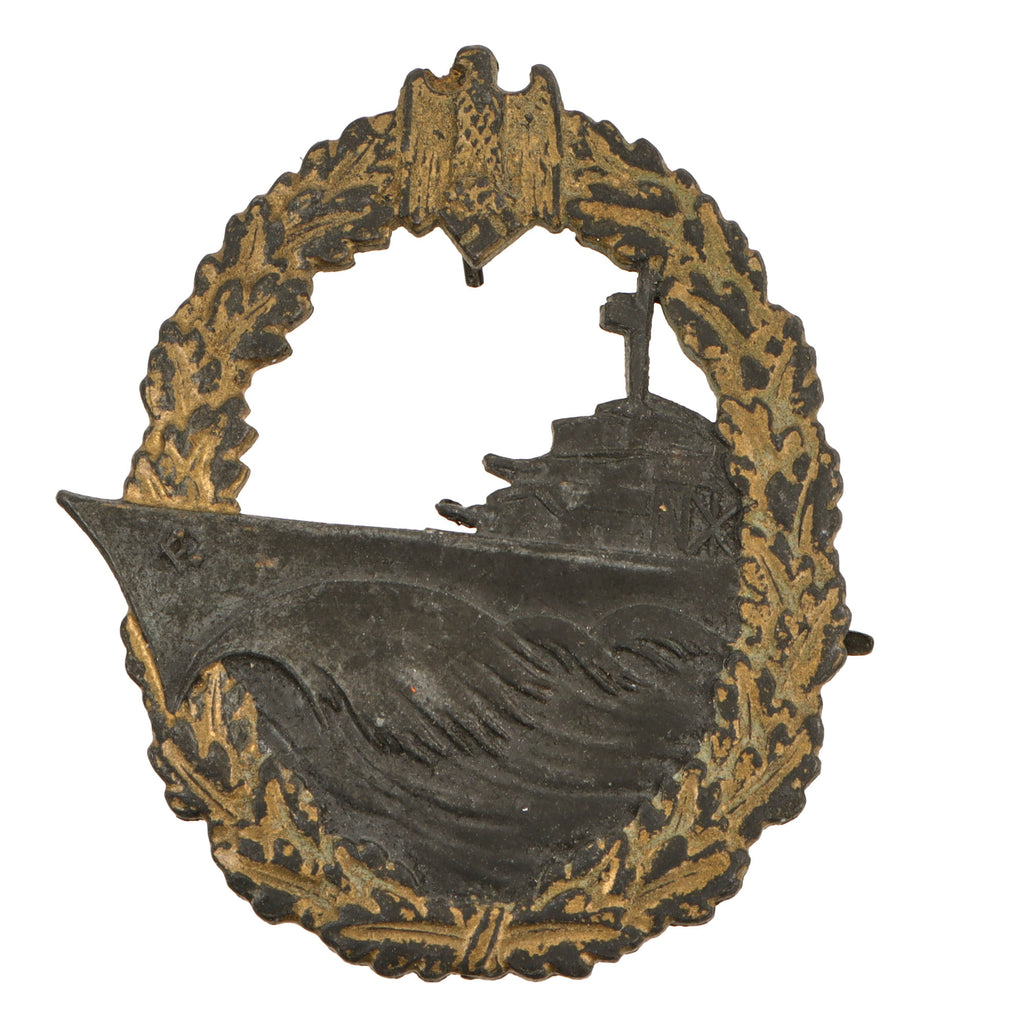 Original German WWII Kriegsmarine Destroyer War Badge with Tapered Pinback Original Items