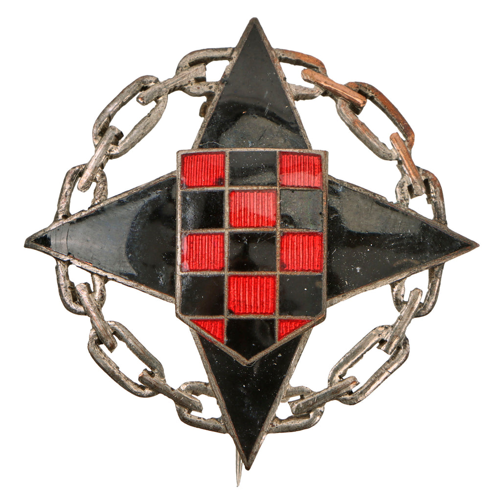Original Spanish Franco Era 1940s Falange S.E.U. Founder’s Enameled Badge No. 442 Original Items