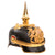 Original Imperial German WWI Kingdom of Württemberg Infantry Officer Ersatz Model 1897 Vulcan Fibre Pickelhaube Spiked Helmet by Depaheg Patent with 1913-1914 Newspapers Used as Padding