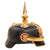Original Imperial German WWI Kingdom of Württemberg Infantry Officer Ersatz Model 1897 Vulcan Fibre Pickelhaube Spiked Helmet by Depaheg Patent with 1913-1914 Newspapers Used as Padding