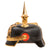 Original Imperial German WWI Kingdom of Württemberg Infantry Officer Ersatz Model 1897 Vulcan Fibre Pickelhaube Spiked Helmet by Depaheg Patent with 1913-1914 Newspapers Used as Padding