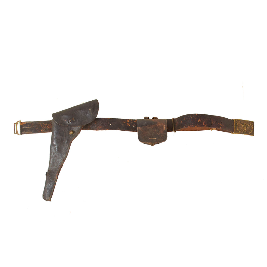 Original U.S. Civil War 1851 Federal Officer Buckle Leather Belt Rig with Holster & Cap Pouch