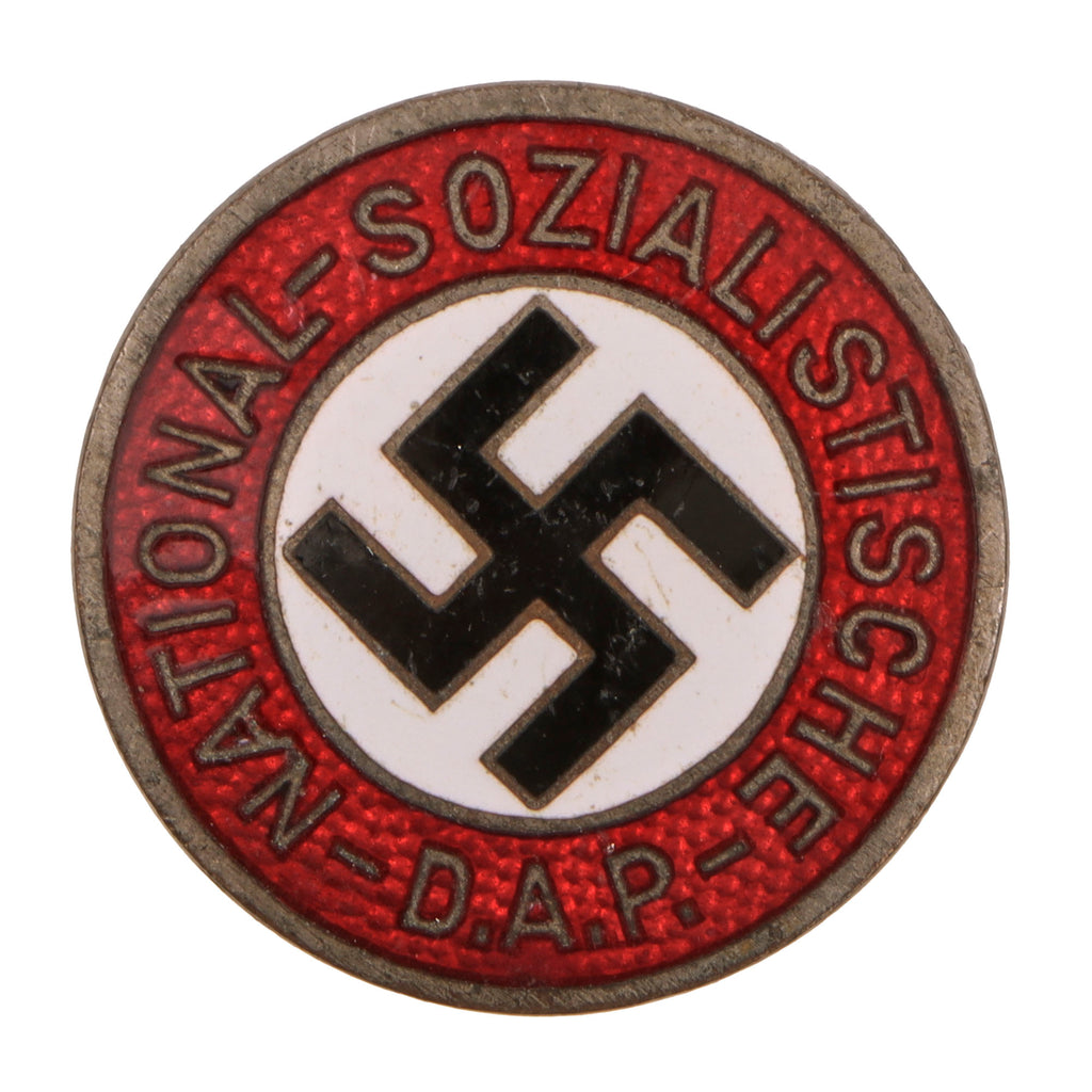 Original German WWII NSDAP Party Enamel Membership Badge Pin by Fritz Zimmermann of Stuttgart, RZM 72