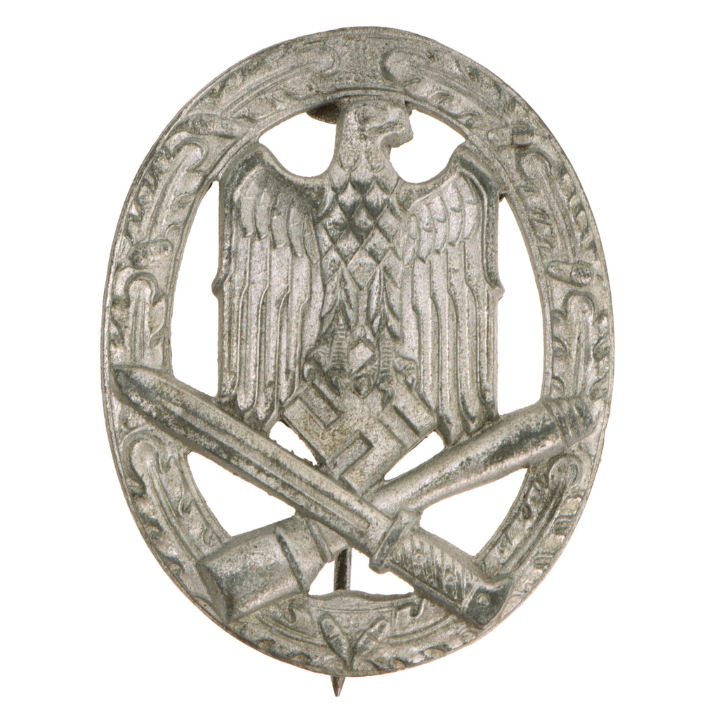 Original German WWII Silver Grade General Assault Badge - Unmarked Scoop Back