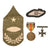 Original U.S. WWI Tank Corps Insignia Group with Rare British Bullion Tank Badge & Senior Master Tank Mechanic Rank Badge