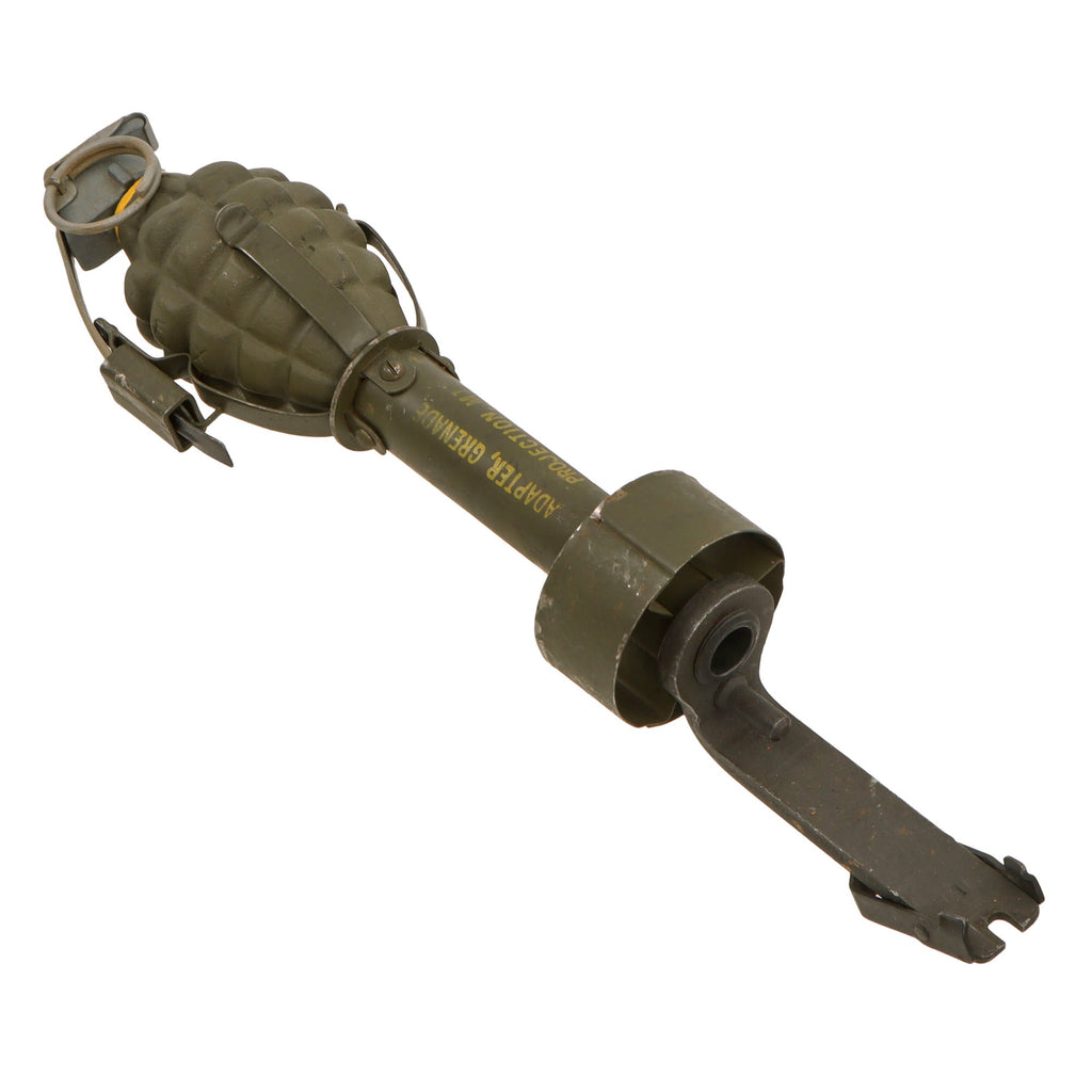 Original U.S. WWII Inert 1944 Dated M1 Rifle Grenade Adapter with M7 M1 Garand Launcher & Replica Mk. II Grenade with M10A2 Fuze Original Items