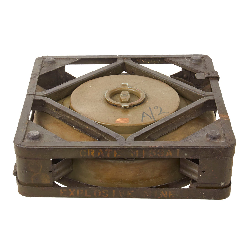 Original U.S. WWII Inert M6A2 Anti-Tank Landmine in Original Transit Carrier - Dated 1944 Original Items